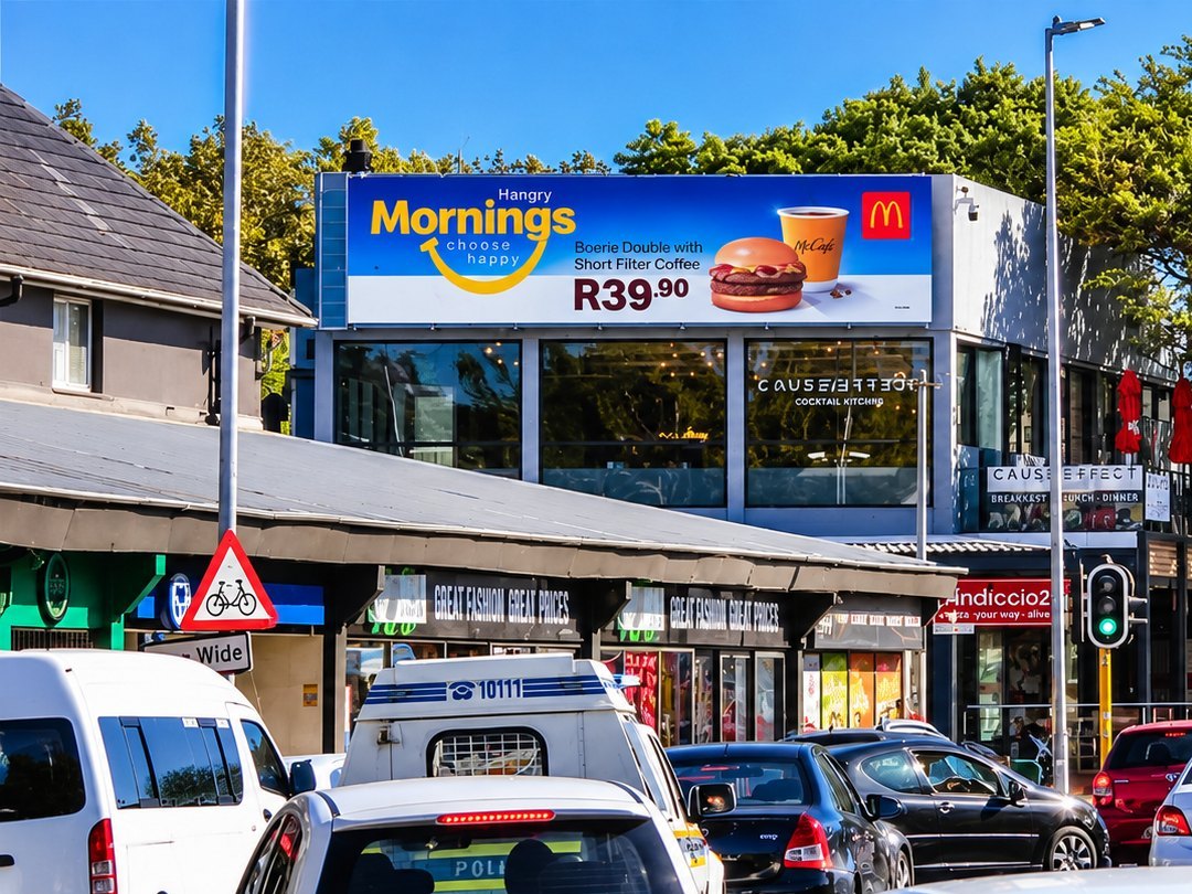 Digital screen running a live campaign in Rondebosch